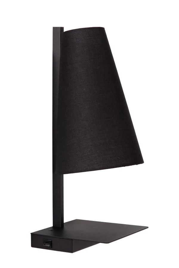 Lucide GREGORY - Bedside lamp / Wall light - 1xE27 - With USB charging point - Black - turned off